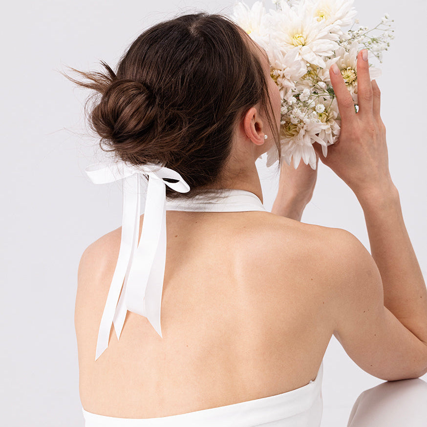 Dovely Bow - Blanco Perla – moño magnético para el cabello Dovely