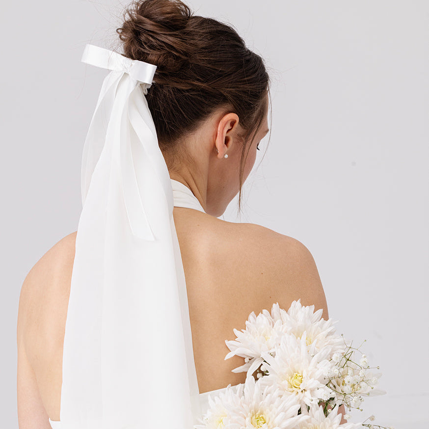 Dovely Bow - Blanco Perla – moño magnético para el cabello Dovely